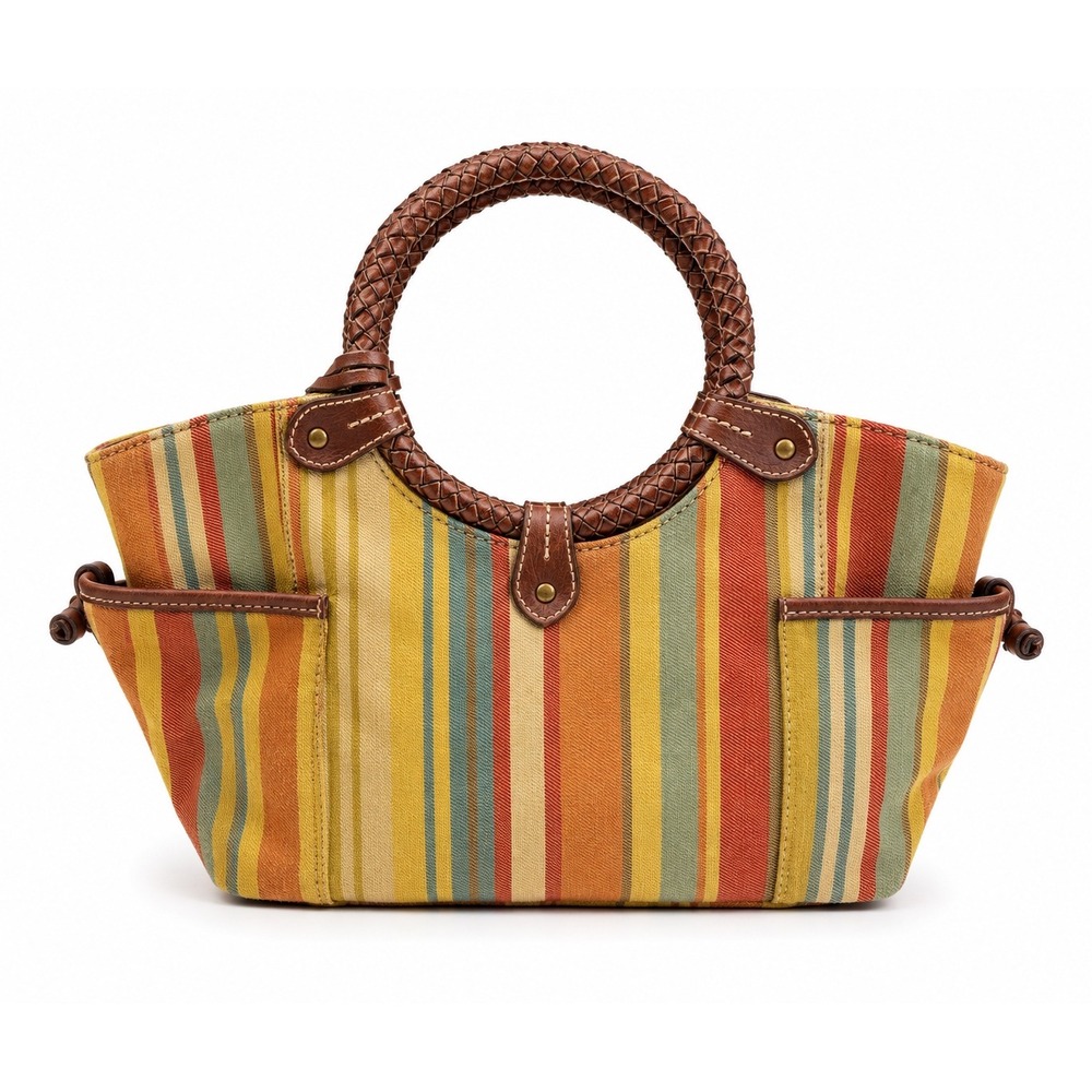 Fossil Vintage Y2K Gen Classic 1954 Rainbow Striped Canvas Boho Shoulder Bag